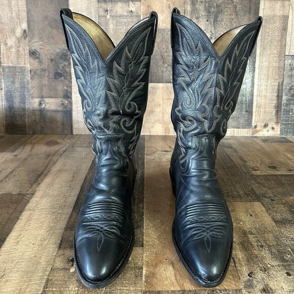 Dan Post 110R Vintage Classic Black Western Cowboy Boots Mens 11 D - Picture 1 of 12